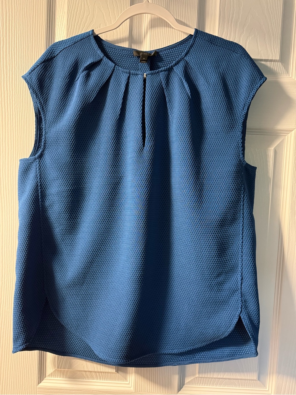 J. Crew Sleeveless Textured Blue Pullover Blouse - Top sz 12